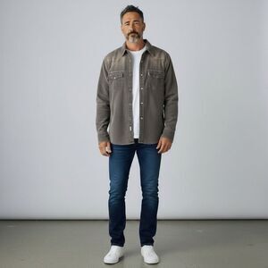 BKE 67 Western Cowboy Corduroy Long Sleeve Mens Peal Snap On Shirt Size XL